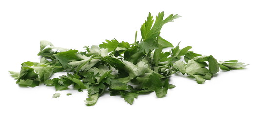 Fototapeta premium Fresh green parsley leaves isolated on white background 