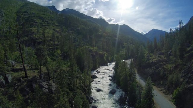 Leavenworth Nature Activies Exploring Icicle River Drone Shot