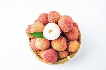 Summer delicious fruit fresh lychee on white background
