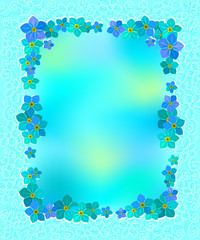 Card with forget-me-nots. Vector graphics