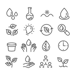 Human and nature concept icons isolated on white background