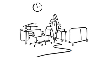 Woman leaving workplace