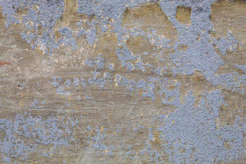 Blue Painted Old Damaged Concrete Wall