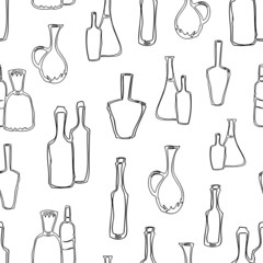 Pattern of outlines of various glass kitchenware