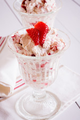 Eton mess a traditional English summer dessert made with strawberries raspberries meringue and cream