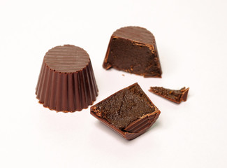 Chocolate truffles on a white background