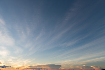 Sunset dramatic blue sky orange clouds background