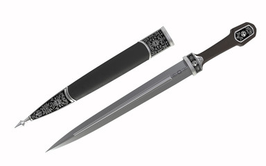 Chechen dagger - weapon of the Caucasus - 3d illustration