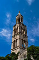 Fototapeta na wymiar Old catholic church tower