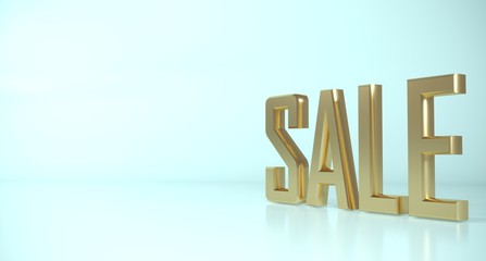 3d word gold sale light background