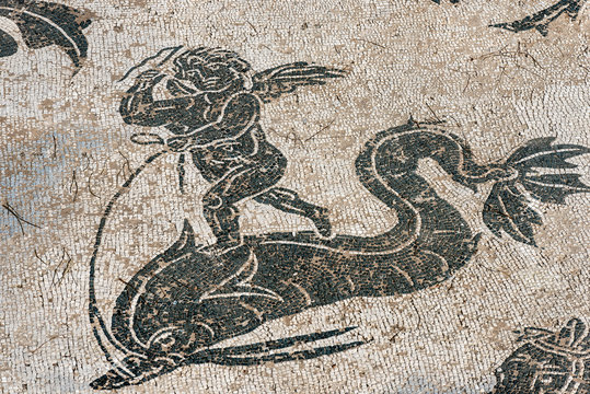Detail of a Mosaic floor in Ostia Antica - Rome Italy