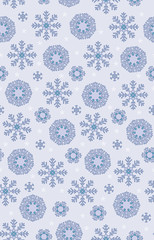 Simple purple monochrome bohemian Christmas lace snowflakes vector seamless pattern background for fabric, wallpaper, scrapooking projects for the winter Holidays.