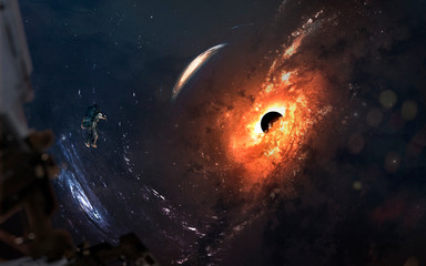 First image of black hole. Wormhole in deep space. Messier 87. Elements of this image furnished by...
