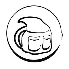 Travel bag icon in the circle. Sketch of backpack isolated on white background.Vector, EPS 10