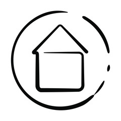 Home icon in the circle for internet web site or application. Usefull for button. Vector, EPS 10