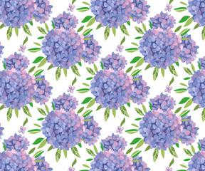 Japanese style background. Vector Hydrangea round bouquet seamless pattern. Floral stock vector illustration