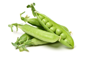 Fresh peas isolated on white background 