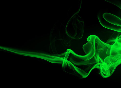 Green Smoke abstract background and darkness concept
