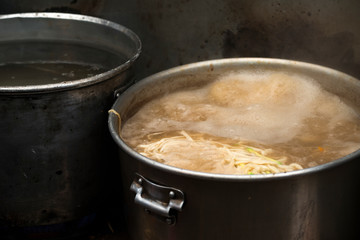 Noodles being cooked on stove, Dongdaemun Market, Seoul, South Korea
