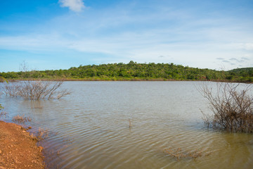 A view of Soizao Water Reservoir in midst of a preserved Caatinga forest in the countryside of...