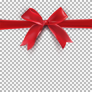 Red Bow Gift On Transparent Background. Gift Background