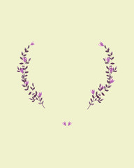 Botanical watercolor illustration. Figure made by hand. Heart of flowers. Design cards, covers, packaging, business cards.