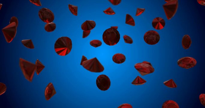 red diamonds ruby falling slow motion