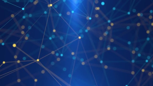 Network colourfull connections on grey background 4K seamless loop animation with copy space