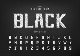 Sketch Font and alphabet vector, Chalk Bold Modern Typeface and letter number Graphic text design