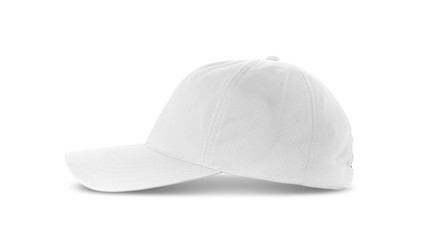 Fototapeta premium white canvas fabric cap isolated on white background