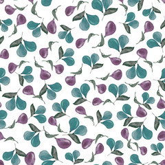 Seamless watercolor pattern. Botanical illustration. Figure drawn by hand. Desian, fabrics, Wallpaper, textiles, cards, background, clothes