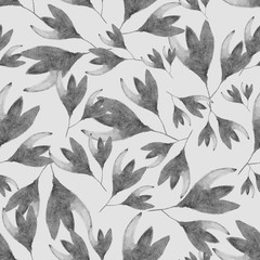 Seamless watercolor pattern. Botanical illustration. Figure drawn by hand. Desian,   fabrics, Wallpaper, textiles, cards, background, clothes