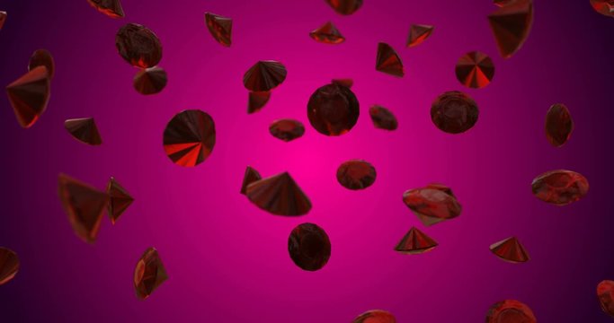 red diamonds ruby falling slow motion