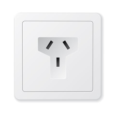 Realistic vector white socket. isolated on white background.