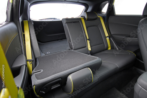 folded rear seat of the car