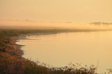 Early foggy morning before fishing.