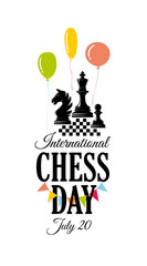 Chess Day. July 20. Logo. Greeting card. Poster.