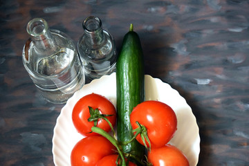 fresh tomatoes and cucumbers