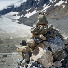 Heap of stones, Columbia Icefields, Icefields Parkway, Jasper, Alberta, Canada