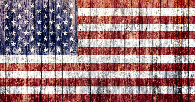 USA flag on old wooden background, Happy Independence Day