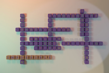 Impossible, business keyword crossword. For web page, graphic design, texture or background.