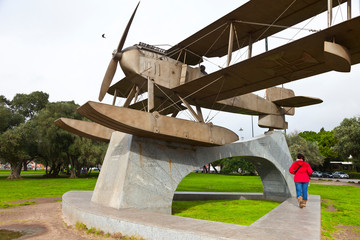 Monumento al primer vuelo trasatlántico (1919). Barrio Belém, Ciudad de Lisboa, Portugal,...