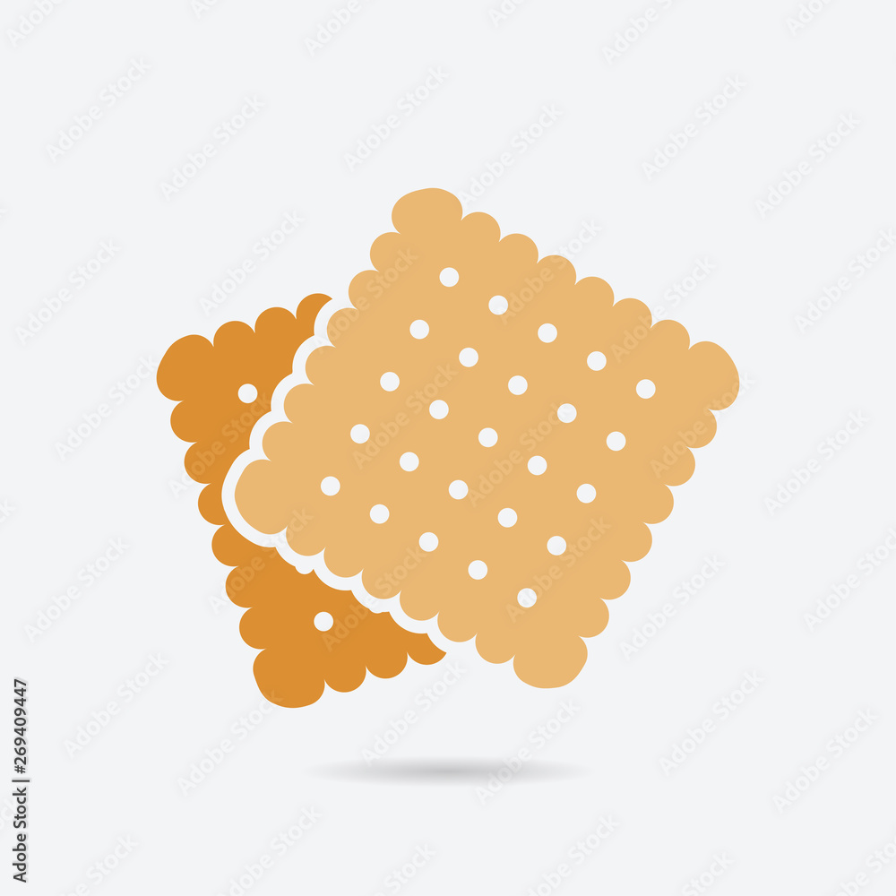 Poster Biscuit, cookie color vector icon. Element of kitchen for mobile apps illustration. Biscuit flat icon for website design and development.