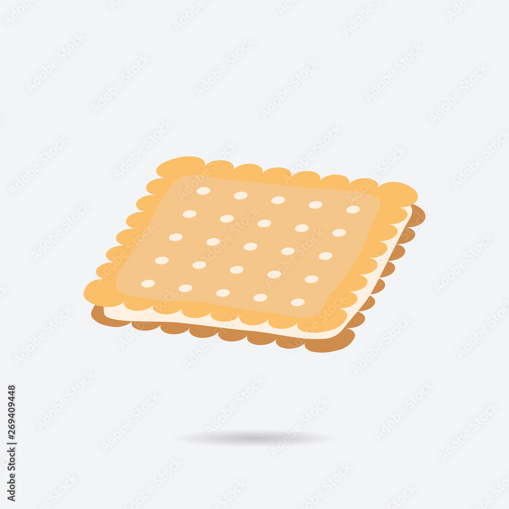 Poster Biscuit with cream, cookie color vector icon. Element of kitchen for mobile apps illustration. Biscuit flat icon for website design and development.