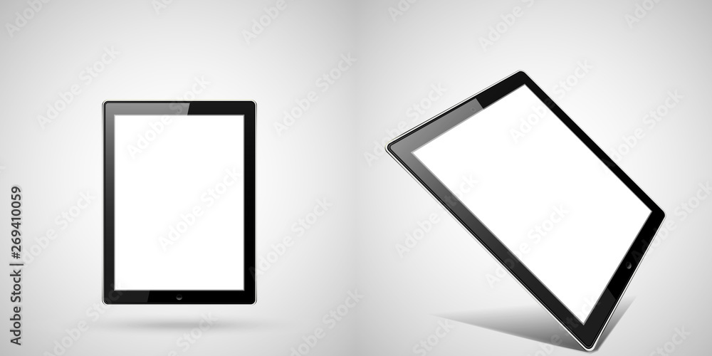 Poster vector minimalistic 3d isometric illustration set device.tablet, perspective view. mockup generic de