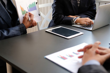 financial adviser discussing with investor. business people have a meeting. businessman working with team