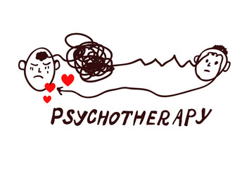Psychotheraphy concept illustration - sketch style. Vector graphic