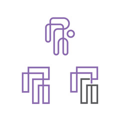 PH Initial Line Art Logo Vector