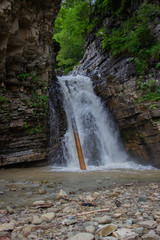 Naklejka na ściany i meble Unforgettable trek to the mountains in Gorgan, waterfalls. Rest in the Carpathians