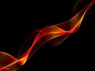 Abstract glow red and orange wave stripe on dark background